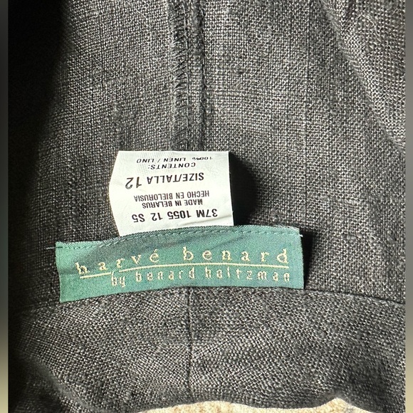 Vintage Harvé Benard 100%‎ Linen Black Button-Front Midi Dress Size 12 - Picture 4 of 10